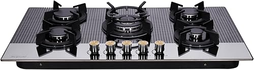 Miniatura 6 de Estufa de gas de 30 pulgadas, vidrio templado, 5 quemadores, placa de gas de combustible doble, estufa de gas GLPG, tapa de gas convertible