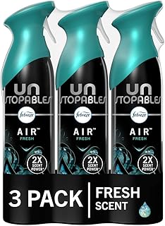 Febreze Unstopables Air Freshener Spray, Fresh Scent, Odor Eliminator for Strong Odor, 8.8 Oz (Pack of 3)