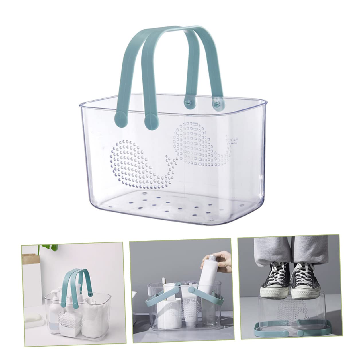 Didiseaon Cesta Organizadora de Ducha Portátil de Plástico para Baño | Transparente, con Asa y Gran Capacidad, para Jabón y Champú, Uso Doméstico en Casa y Baño