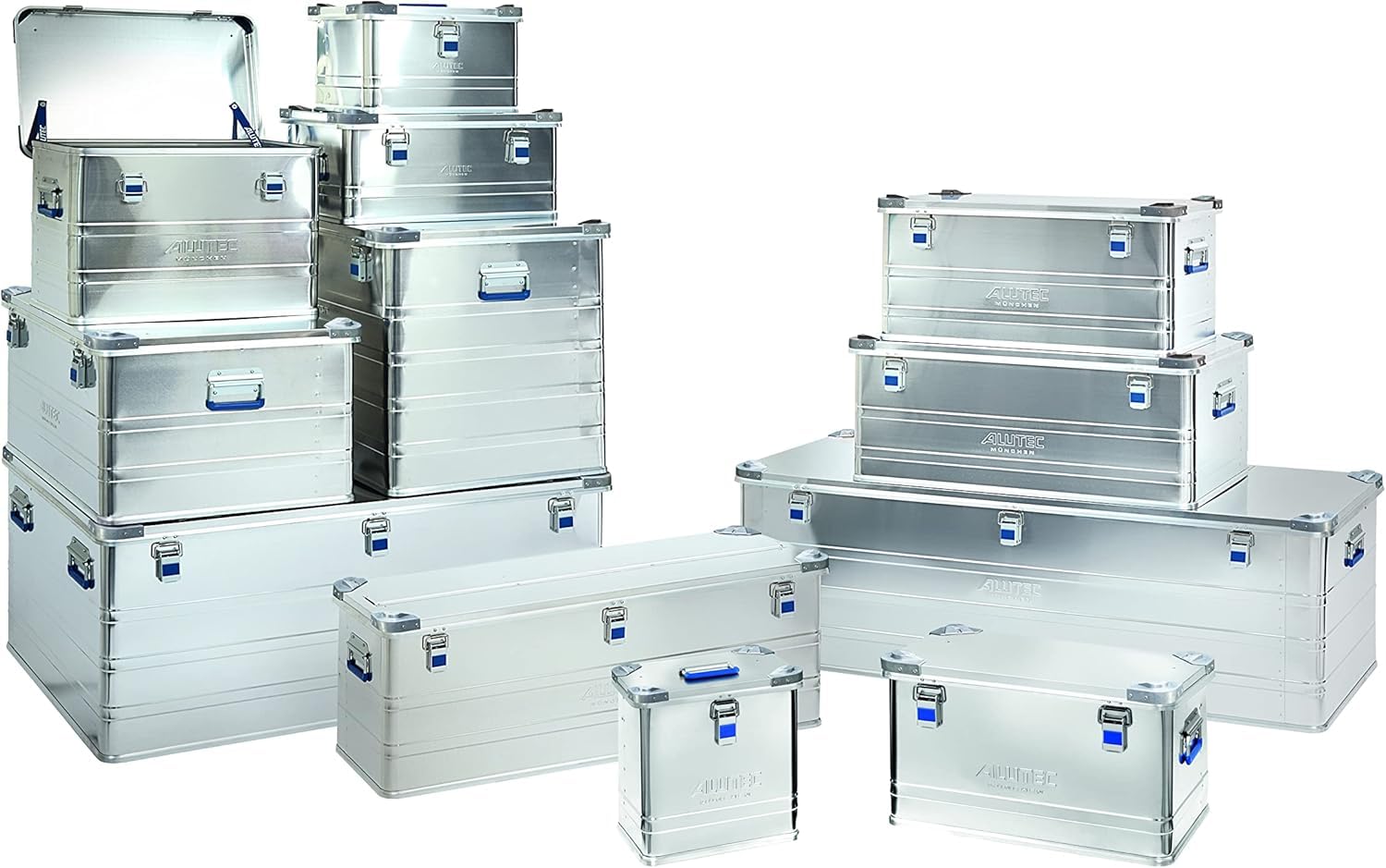 ALUTEC INDUSTRY 27 skrzynka aluminiowa (pojemność 27 l, wymiary wewnętrzne (dł. x szer. x wys.) 350 x 245 x 315 mm, ochrona przed kurzem i wodą rozbryzgową, skrzynka na narzędzia, skrzynka do