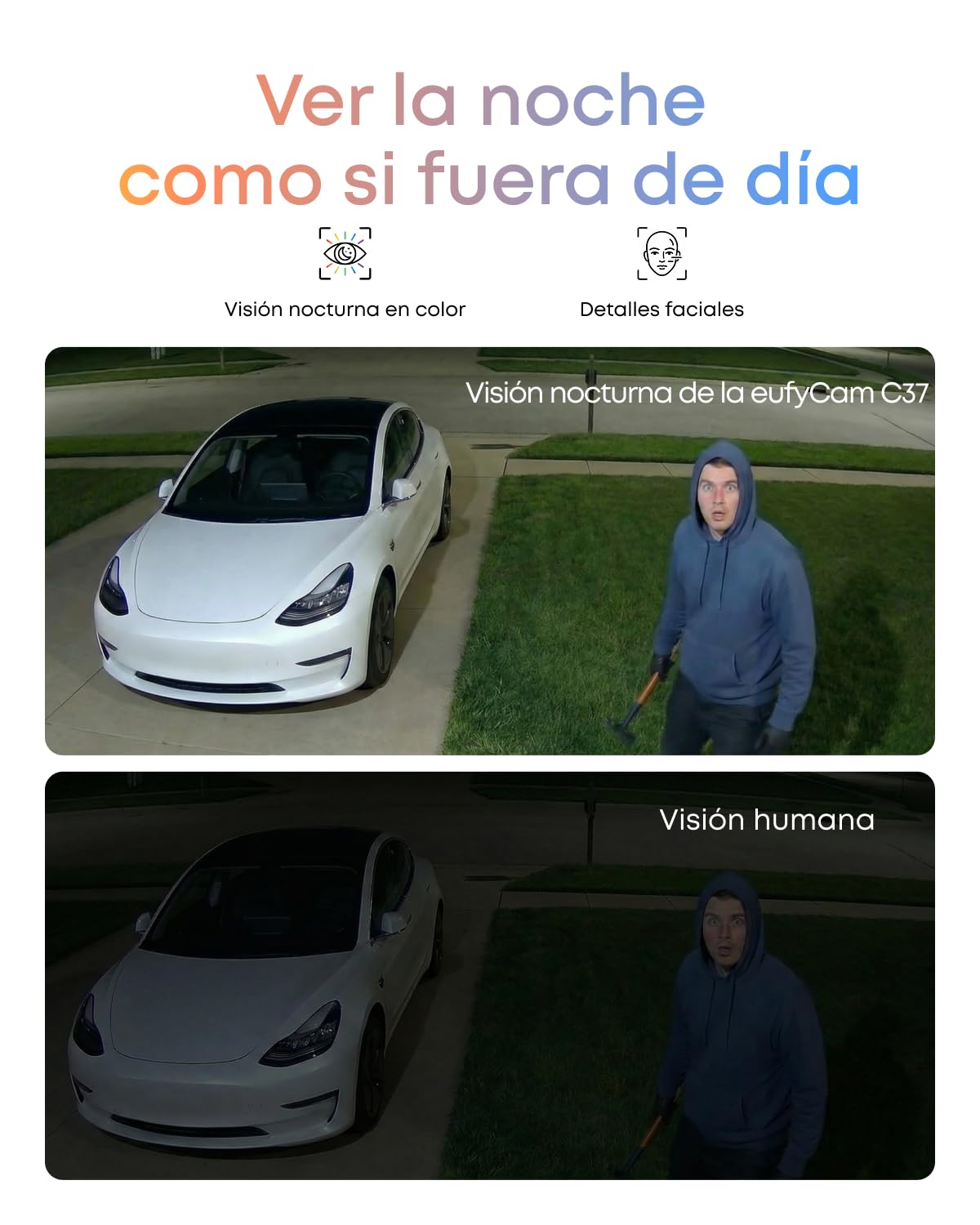 eufy Security eufyCam C37 Cámara Vigilancia WiFi Exterior 2K, Seguimiento IA 360° Giro e Inclinación, Panel Solar Flexible con batería 6700mAh, Reconocimiento Facial, Visión Nocturna en Color