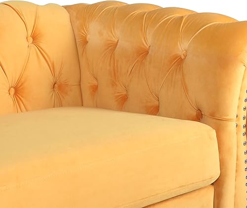 Miniatura 4 de RARZOE Sofá biplaza tradicional Chesterfield, moderno y vintage Chesterfield con botones capitoné de terciopelo con ribete de cabeza de clavo,