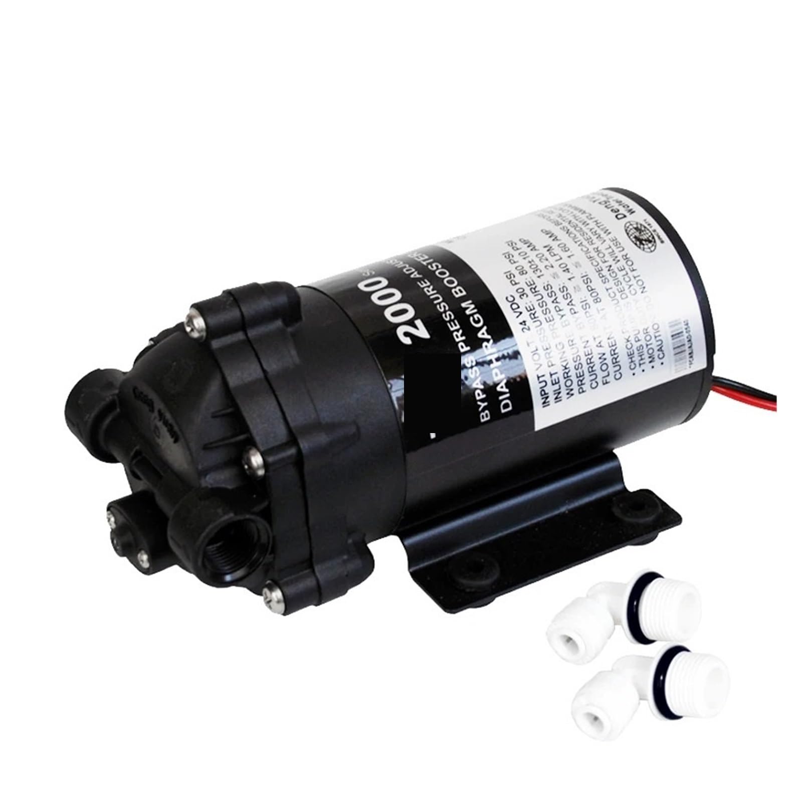 RO Booster Pump 2000NA for Reverse Osmosis System and Water Filter Pressure Increase(With Fittings)