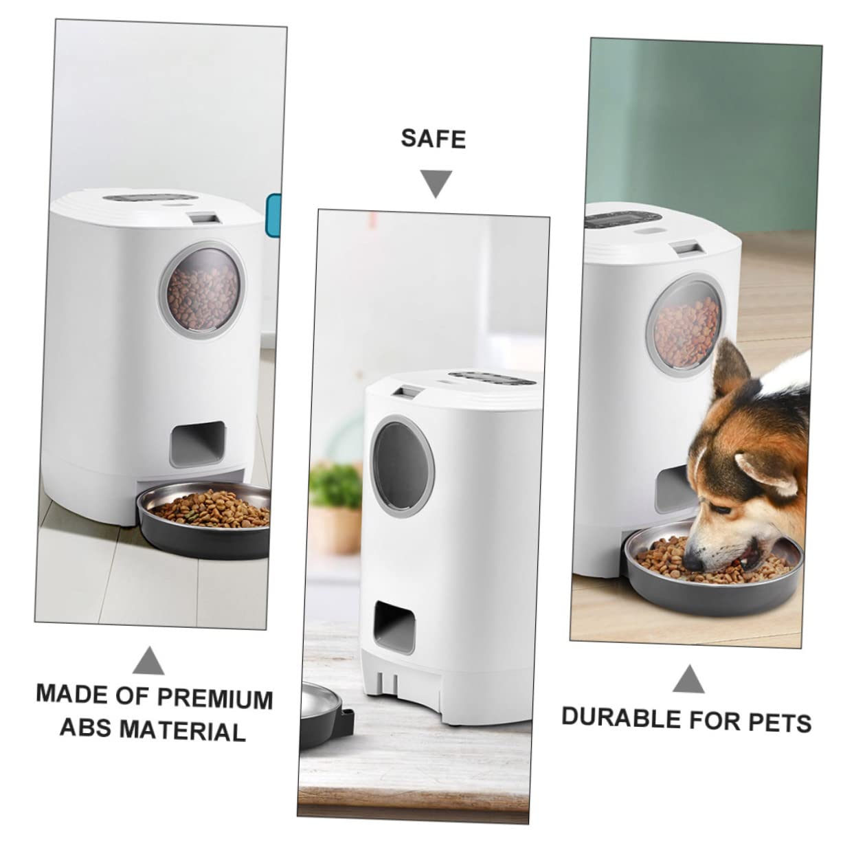 FRCOLOR 1pezzi Alimentatore Automatico Per Cani e Gatti Con Timer e Registrazione Personalizzata Dispenser Intelligente Per Cibo Secco Facile Da Pulire e Memoria Funzione