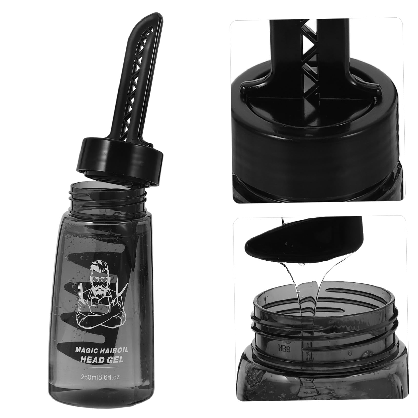 Cabilock Botella Dosificadora de Gel Fijador para Cabello 3 Unidades Tamaño Pequeño con Peine Aplicador para Hombres Peluquería y Peinado Profesional Reutilizable