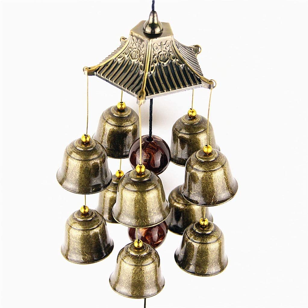 Carillon a Vent pour Maison Carillon Éolien en Métal Suspendu Créatif Grande Cloche Chambre Maison Extérieur Antivol Cuivre Sonnette Décoration Décoration Intérieure