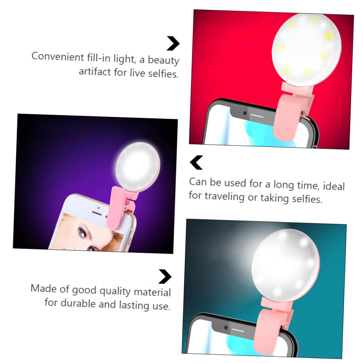 DOITOOL Selfie Fill Light Mini Phone Lamp Ring Light for Phone Easy to Carry Led Clip-on
