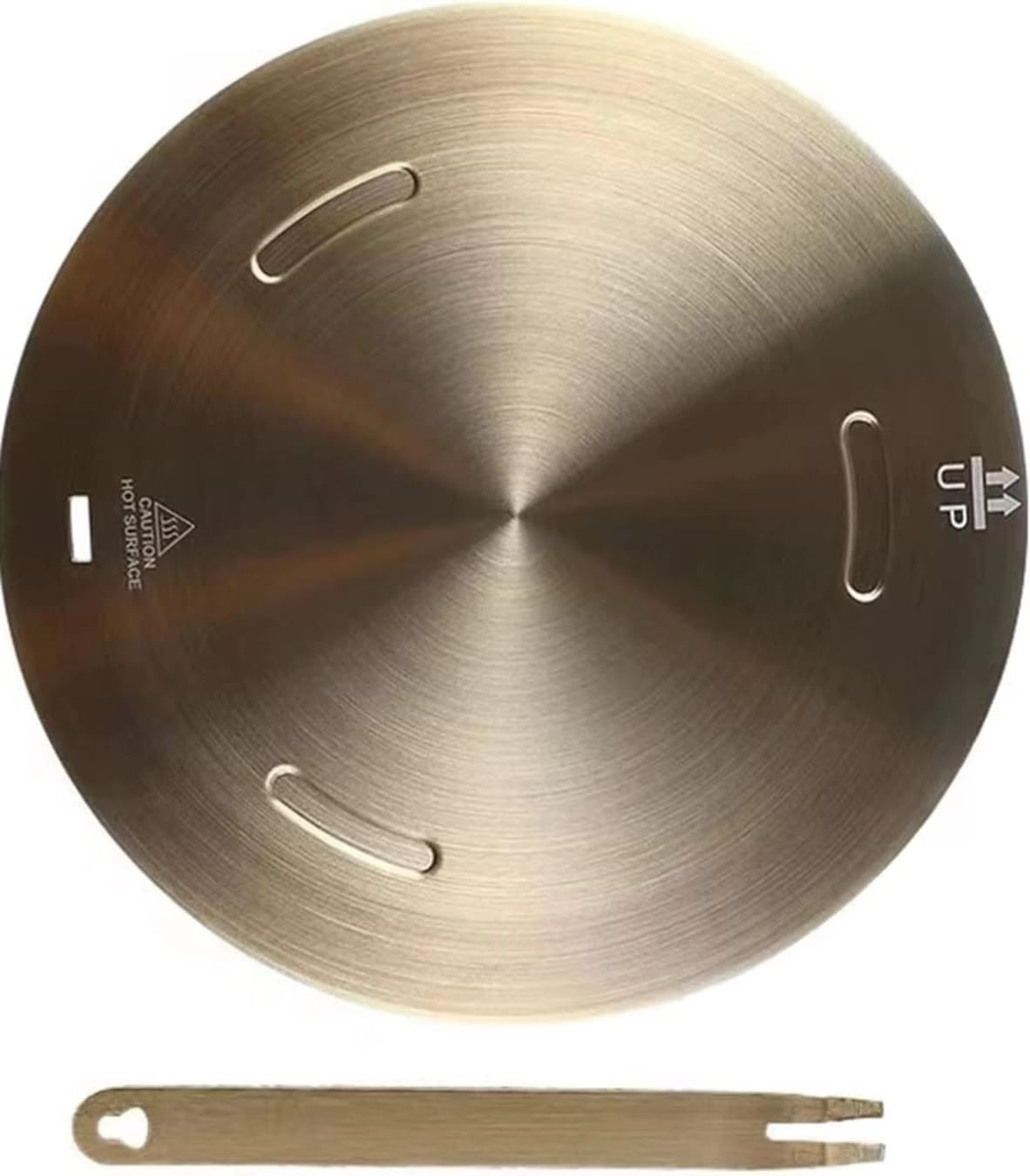 Heat Diffuser Plate, Stainless steel with aluminum interlayer Induction Adapter Plate with Removable Handle for Electric Gas Stove Cooking 9.45inch