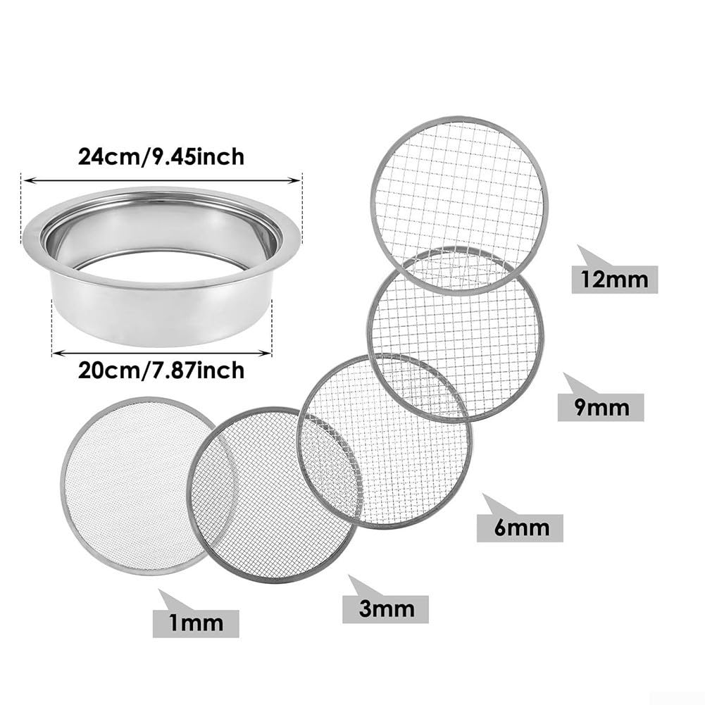 Setaccio in acciaio inox, set di 5 maglie per un facile filtraggio del terreno e manutenzione del giardino