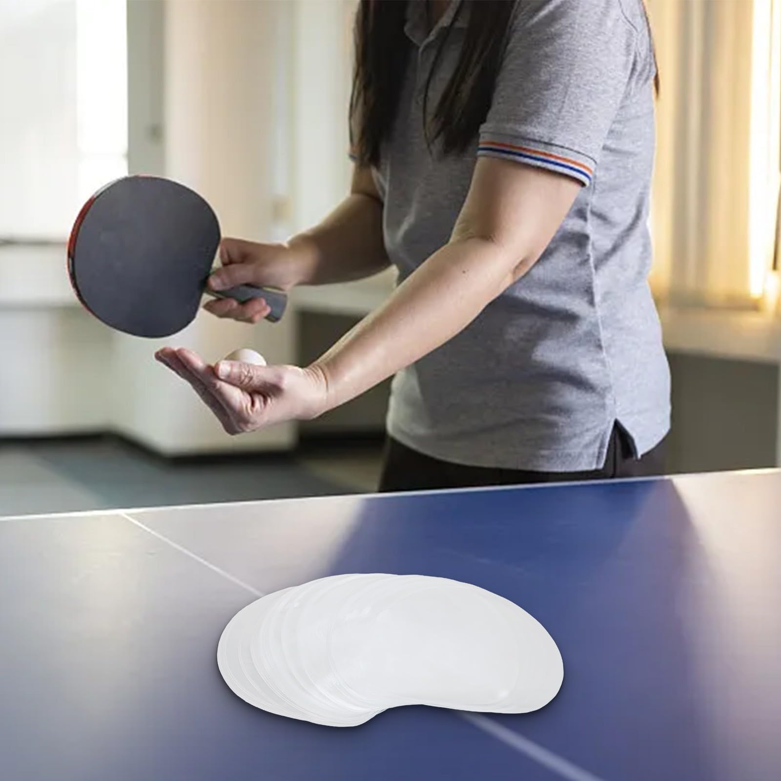 Film de protection en caoutchouc pour raquette de tennis de table – 50 housses transparentes en PVC pour raquette de ping-pong en caoutchouc 16,9 x 16,9 cm réutilisables pour une application