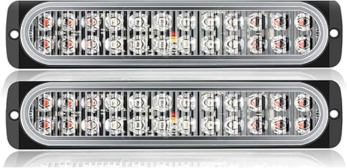Tookss Carcasa de aluminio de 8.2 pulgadas, 24 luces LED blancas de freno de remolque, 2 unidades, compatible con DOT, luz de advertencia lateral de
