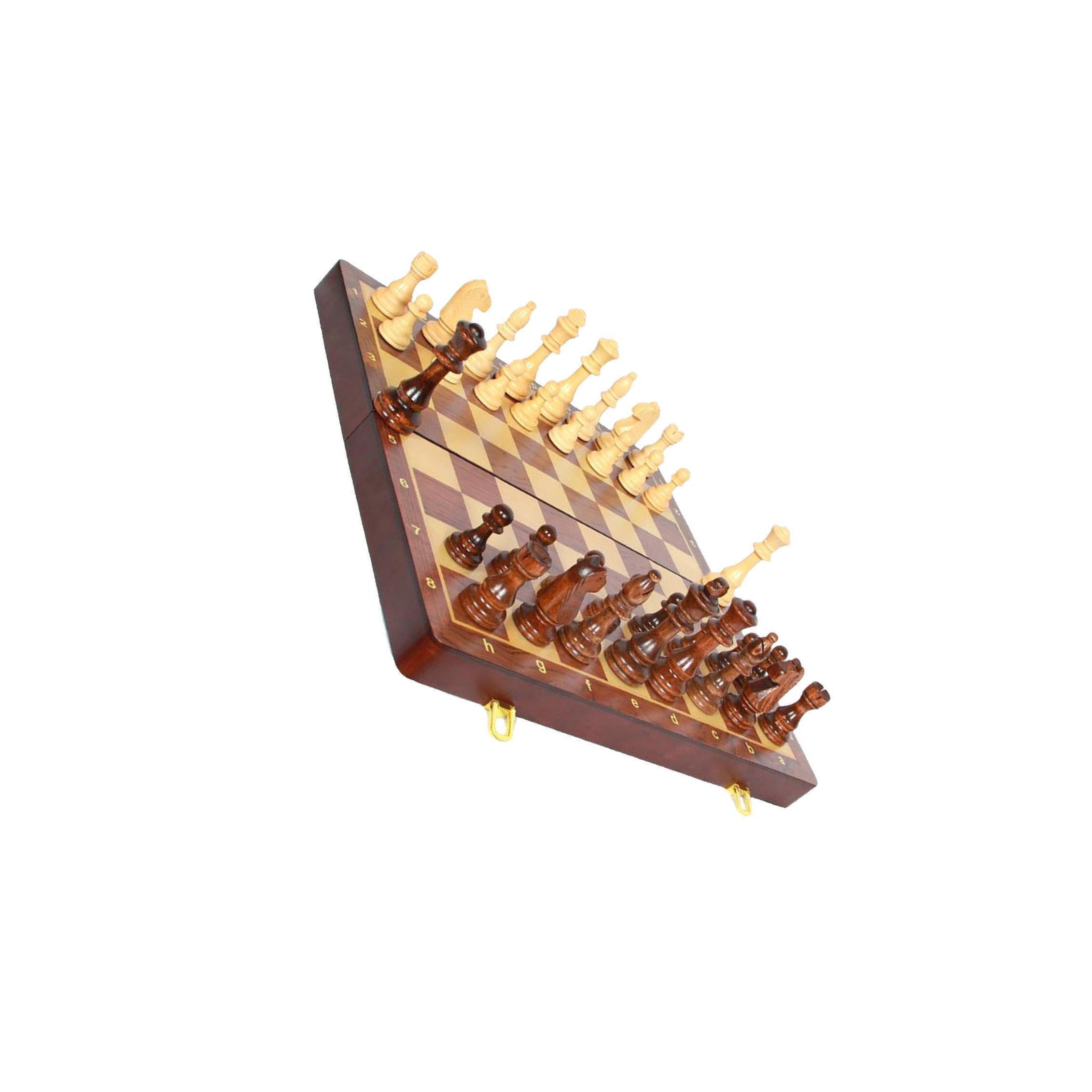 Soirée Jeux inoubliable avec Un Jeu d'échecs en Bois, Pliable et Facile à Transporter. Pièces en Palissandre fabriquées à la Main incluses. Jeu