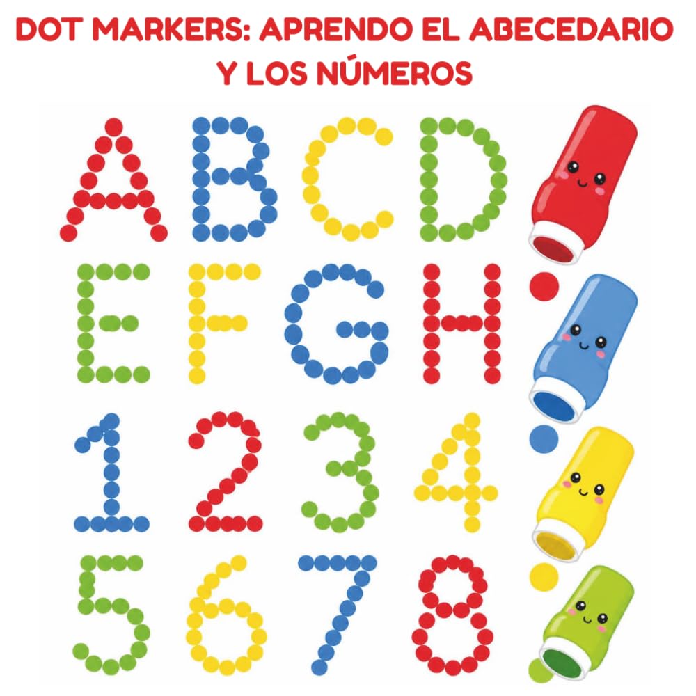 Dot Markers: Aprendo el Abecedario y los Números (Colorea y aprende)