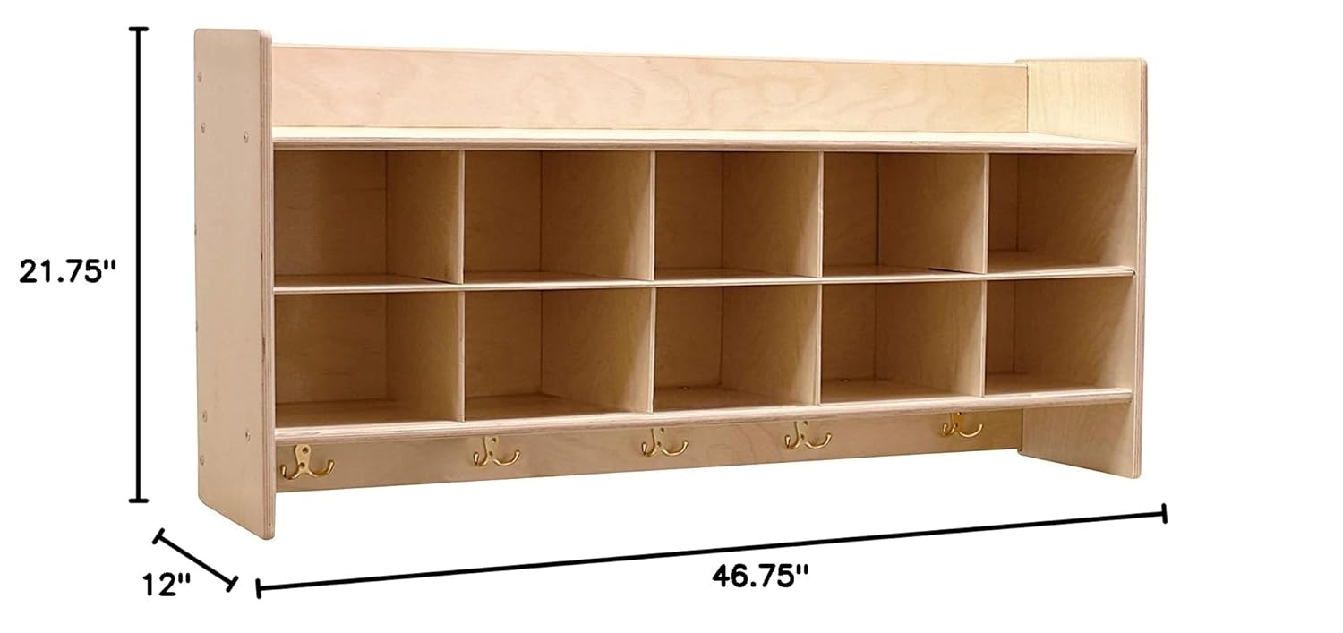 Contender Birch Plywood Wall Hanging Storage Without Trays for Classroom, Playroom 21.75" H, Natural [Ready to Assemble]