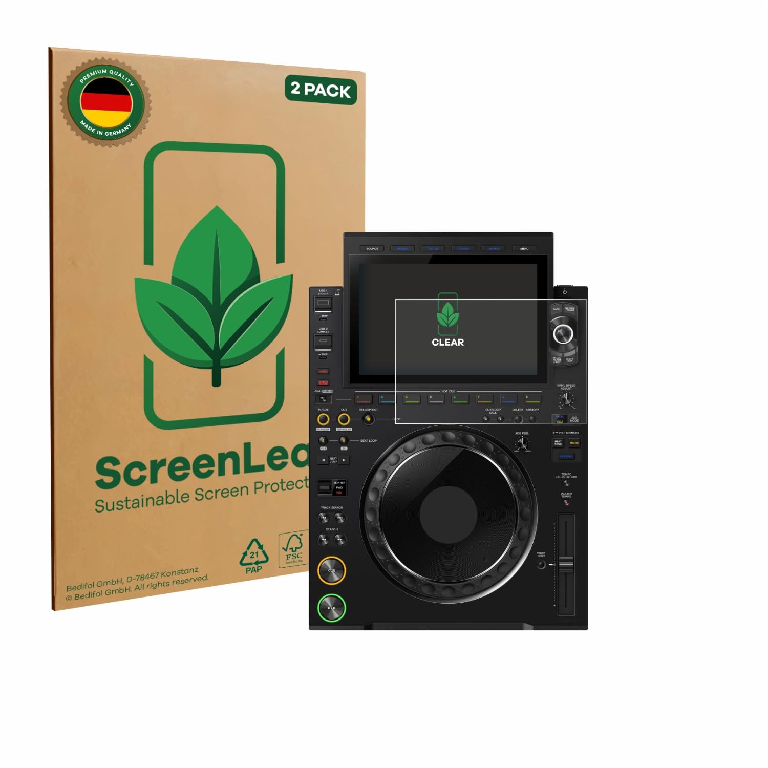 2 Pezzi Pellicola protettiva per Pioneer CDJ 3000X [Proteggi Schermo Sostenibili, Clear, Antigraffio]