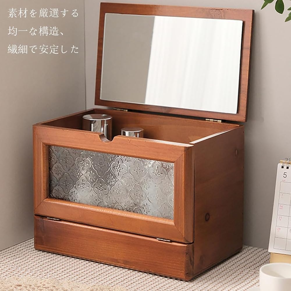 【美品】GWOOD 鏡付き メイクボックス コスメ収納 小物入れ 美品】GWOOD 鏡付き メイクボックス コスメ収納 小物入れ - メルカリ