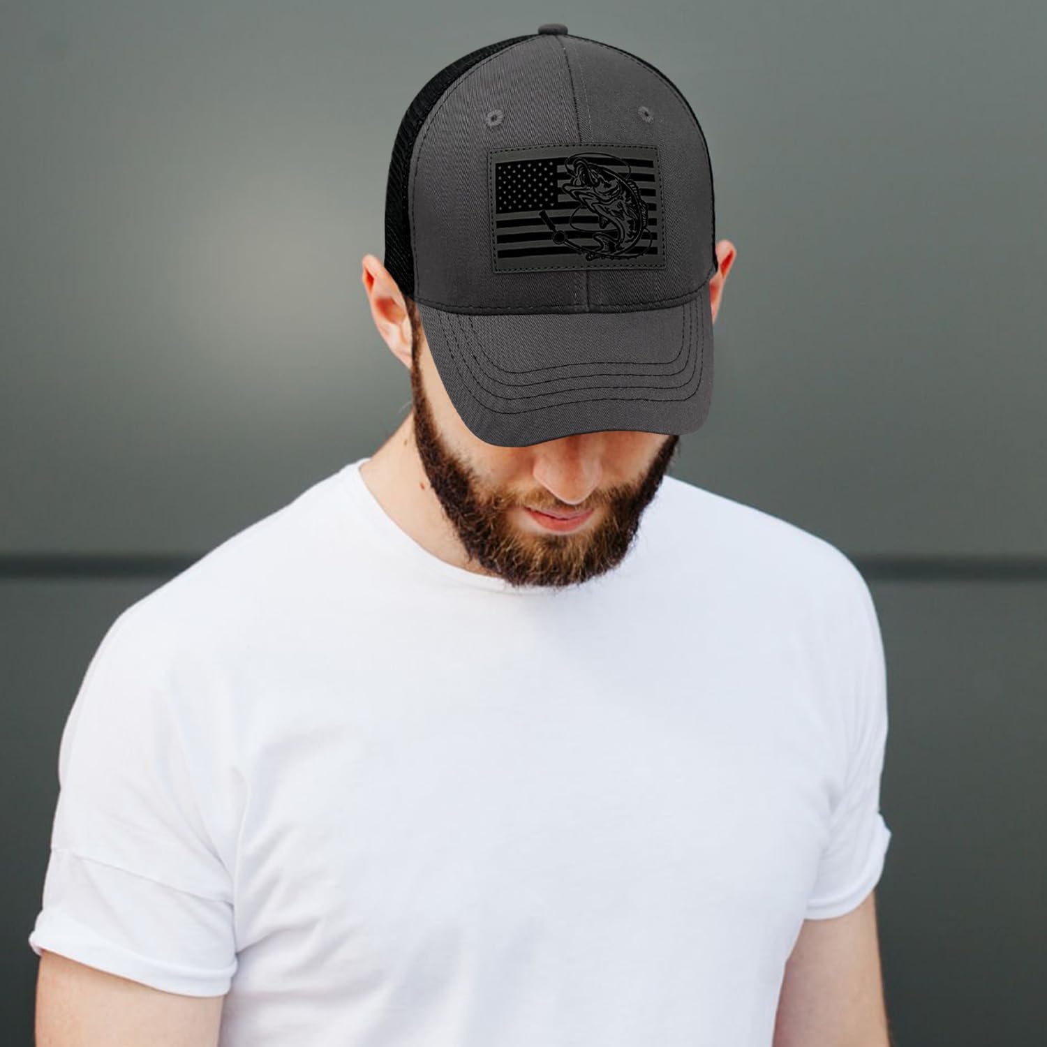 Bass Fishing Hat for Men, Father's Day Bass Hat Gifts for Men, American Flag Fishing Trucker Hat Birthday Gift for Dad - Image 6