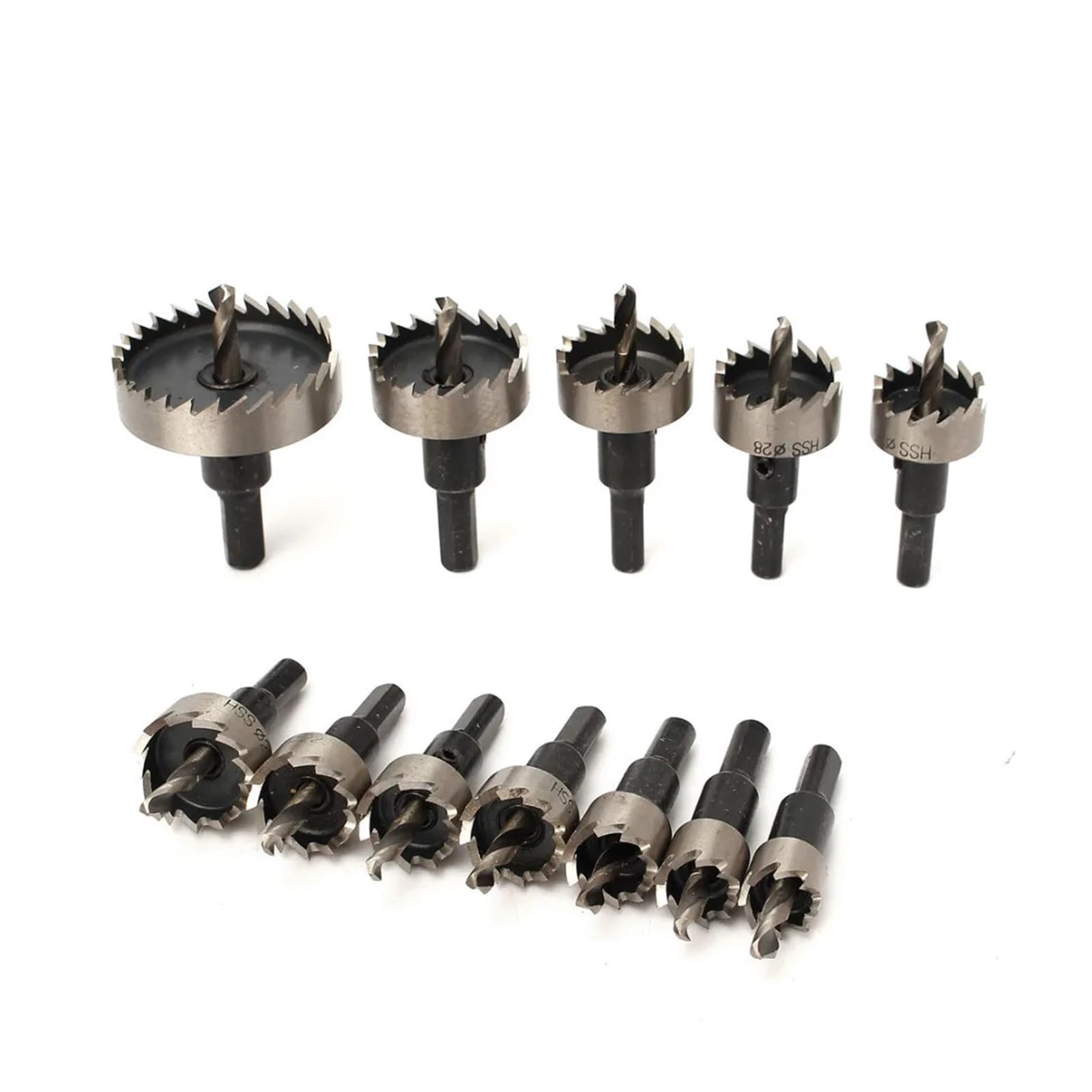 Juego de 12 brocas HSS 15-50 mm, sierra corona, cortador, kit perforación, herramienta manual for cortar madera, acero inoxidable, aleación metal(HZ-16-53 13PCS)