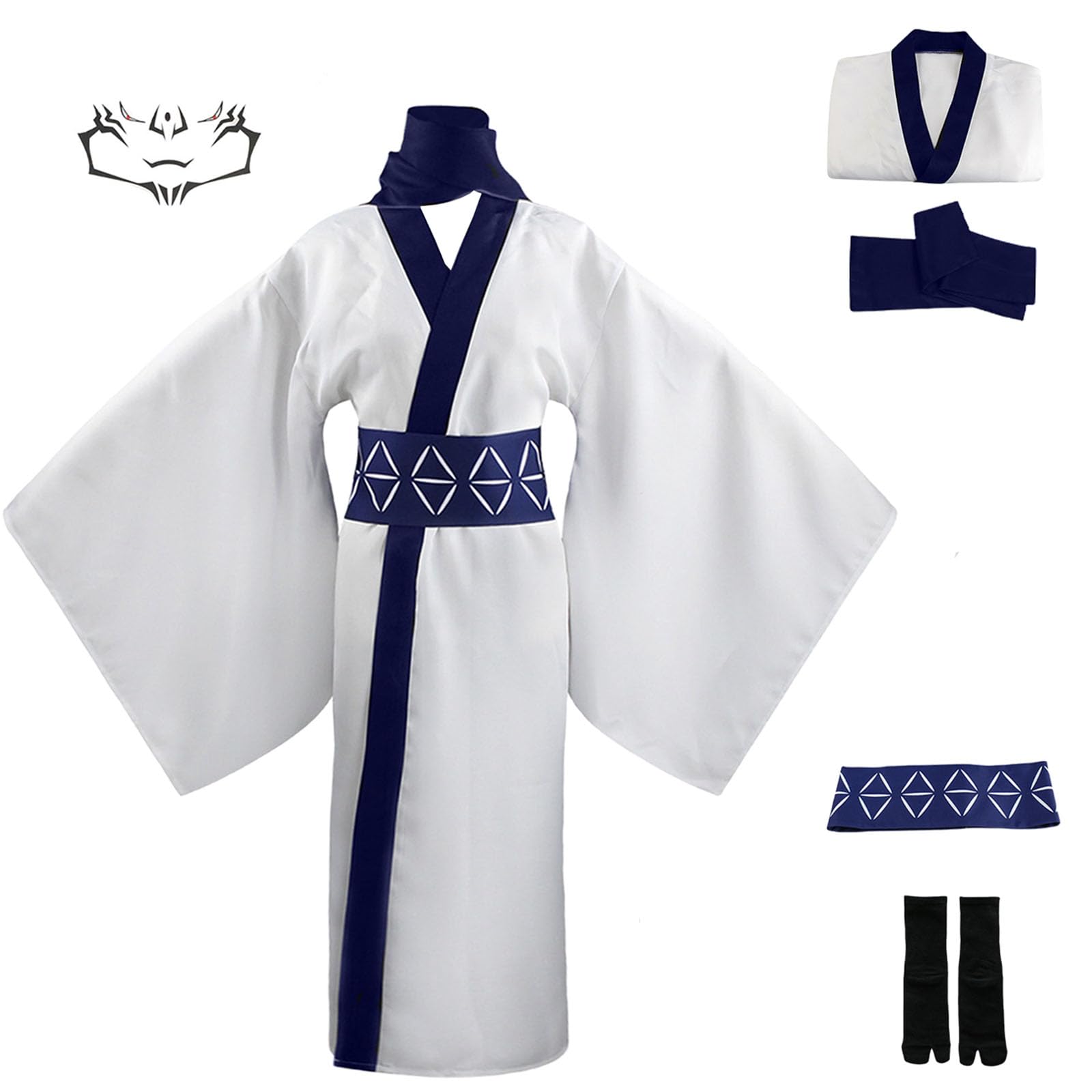 FAZA Sukuna Cosplay Anime Jujutsu Kaisem Men Ryomen Sukuna Kimono Japanese White Yukata With Tattoo Sticker