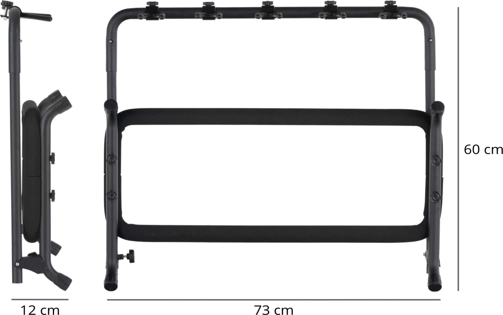 Classic Cantabile Soporte 5 guitarras y bajos, plegable, con mástiles ajustables, acolchado de espuma y estructura metálica para fácil transporte.