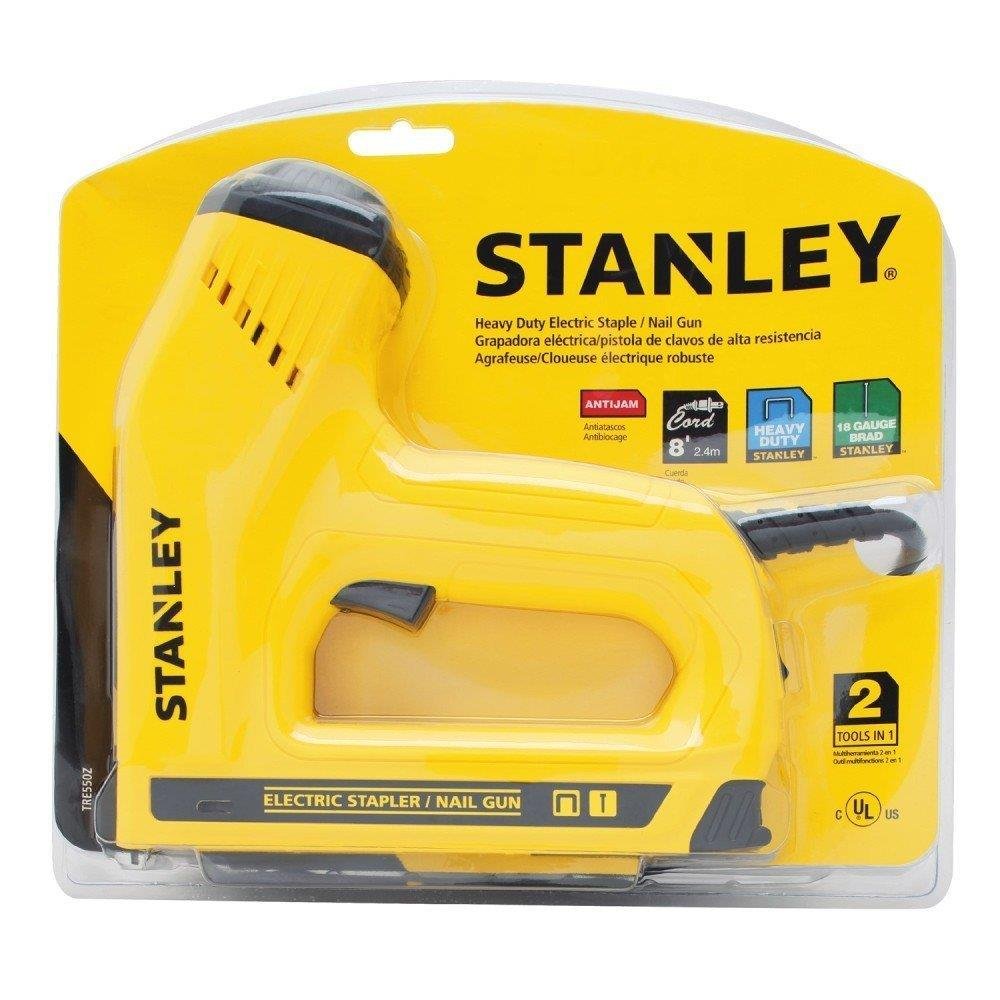 Stanley Elektrische nietmachine en nietmachine (voor 12/15 mm spijkers en nietjes type G 6/8/10/12/14 mm, diepteaanslag) 6-TRE550, geel