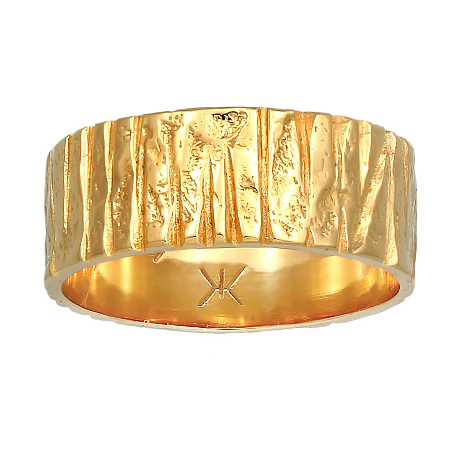 Kuzzoi Anillo para hombre de plata de ley 925 con diseño texturizado artístico, chapado en oro, anillo de plata de ley 925, anillo de oro martillado, anillo de oro para hombre