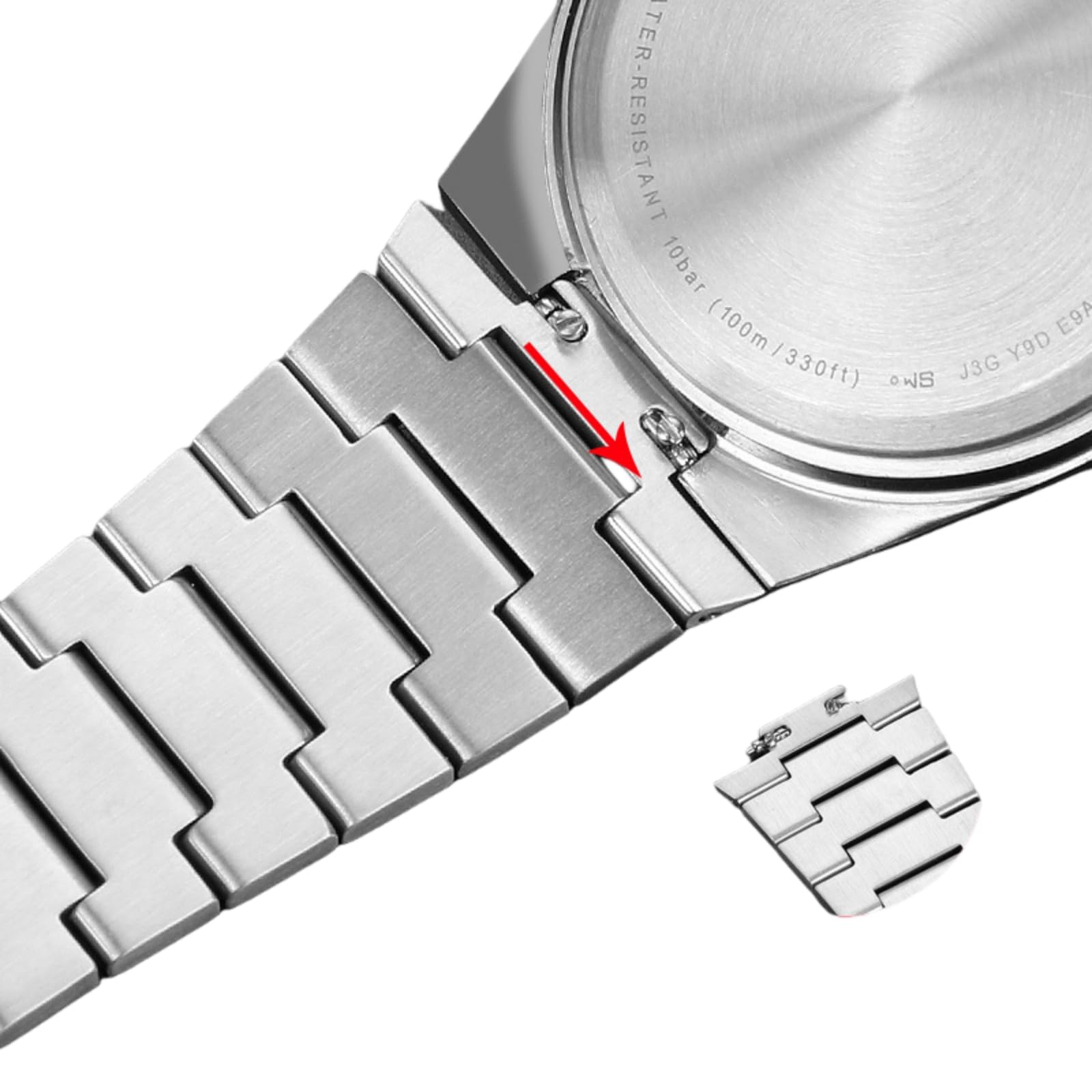Uomini Acciaio Inossidabile Cinturino Orologio Ricambio, Braccialetto Orologio Interfaccia Specializzata Metallo per Tissot PRX Super Player T137.407/T137.410-Argento 27 * 12MM