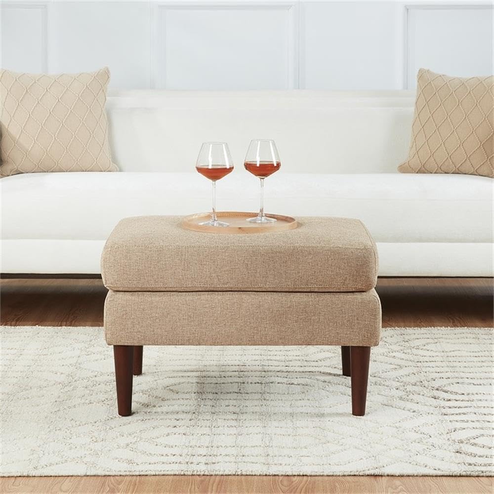 Convenience Concepts Designs4Comfort Marlow Ottoman 27" - Mid-Century Modern Upholstered Footrest & Seat for Living Room, Bedroom, Hallway, or