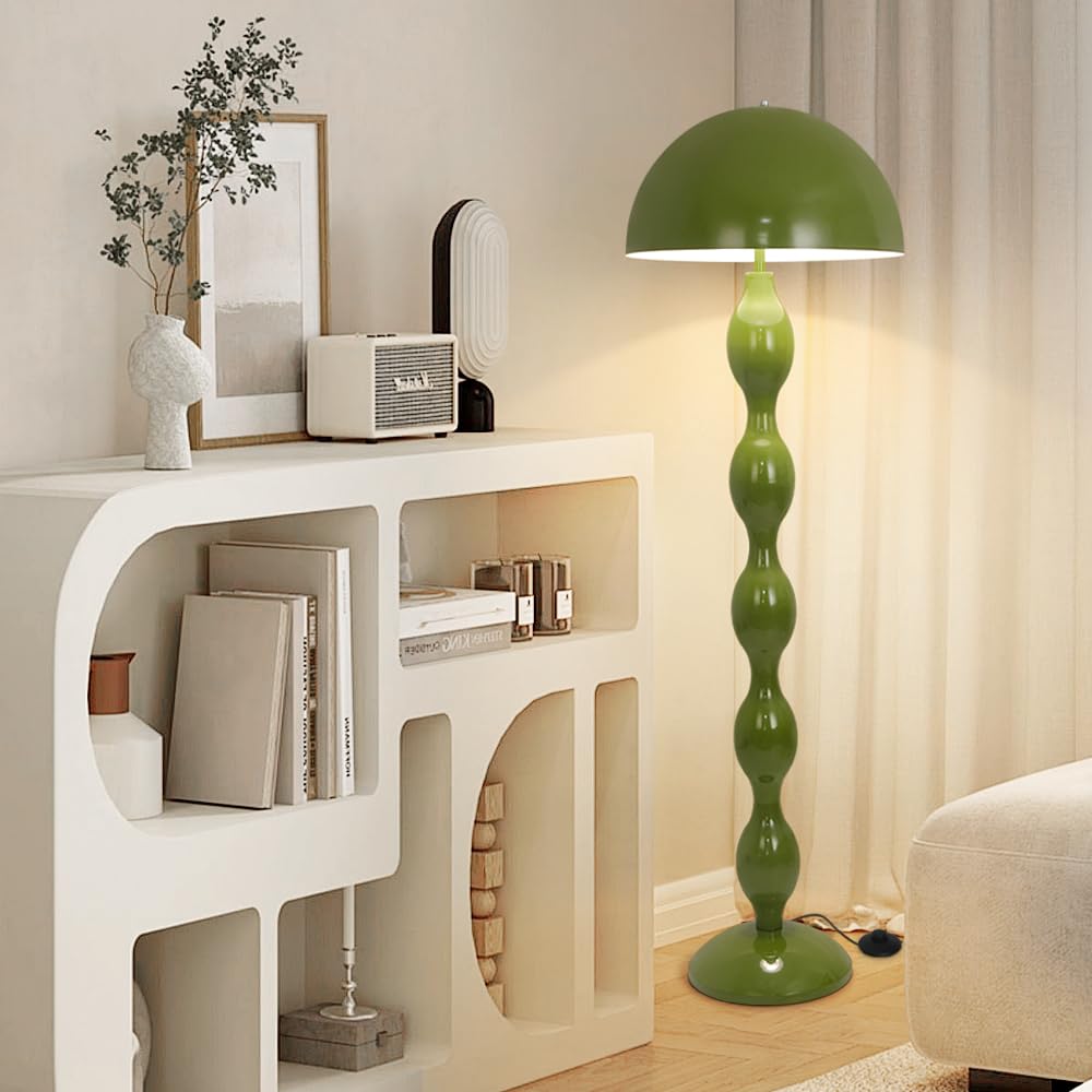 Lampara de Pie Salon,Lámpara de Pie LED Verde en Forma de Seta,Lampara de Pie Lectura Moderna para Dormitorio con Interruptor de Pedal,Lámpara de Esquina de 150 cm para Decoración del Hogar