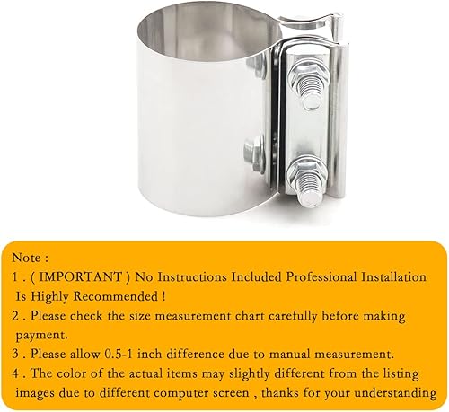 Miniatura 6 de 1 pieza Abrazadera para silenciador de acero inoxidable 304 resistente - Abrazadera de escape de 2.25 pulgadas