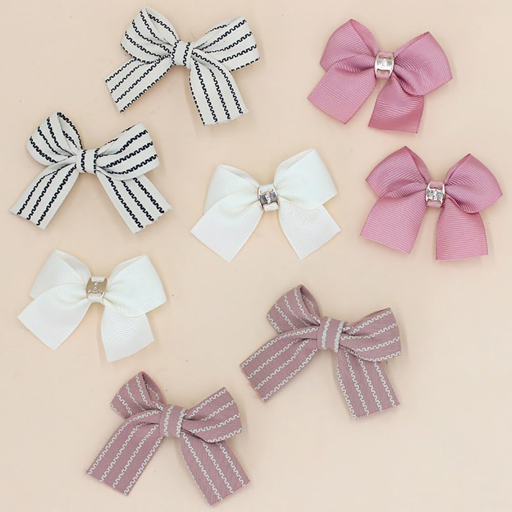 8 Pcs Cloth Bow Hair Clips Baby Girl Hair Bows Small Bowknot Hair Barrettes Hairgrips Kids Alligator Hair Clips Neutral Toddler Hair Accessories A - Image 2
