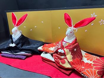 Amazon | うさぎ ちりめん細工 お正月飾り 雛人形 正絹 古布 和婚