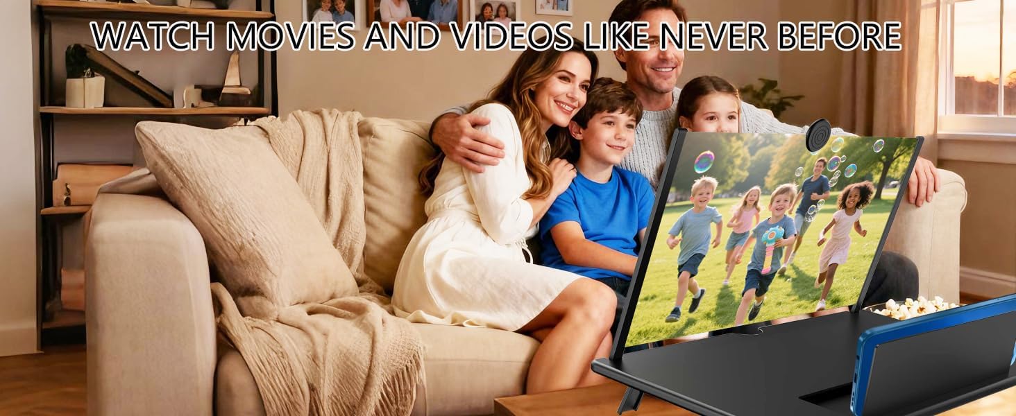Lupa de pantalla de 16 pulgadas para teléfono celular, proyector de aumento 3D HD para películas, videos y juegos, soporte plegable para teléfono con amplificador de pantalla, compatible con todos los