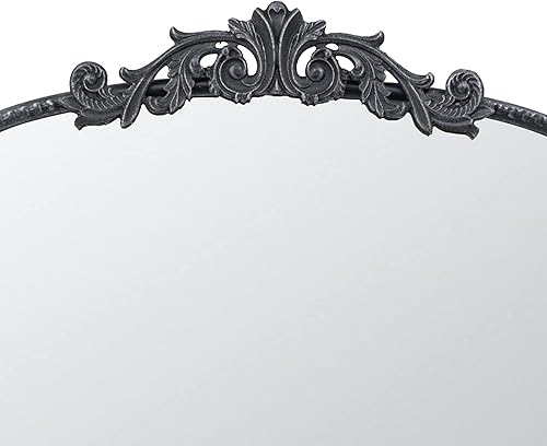 Miniatura 3 de Benjara Kea - Espejo de pared de 36 pulgadas, marco de metal curvado, diseño de acento barroco, color negro