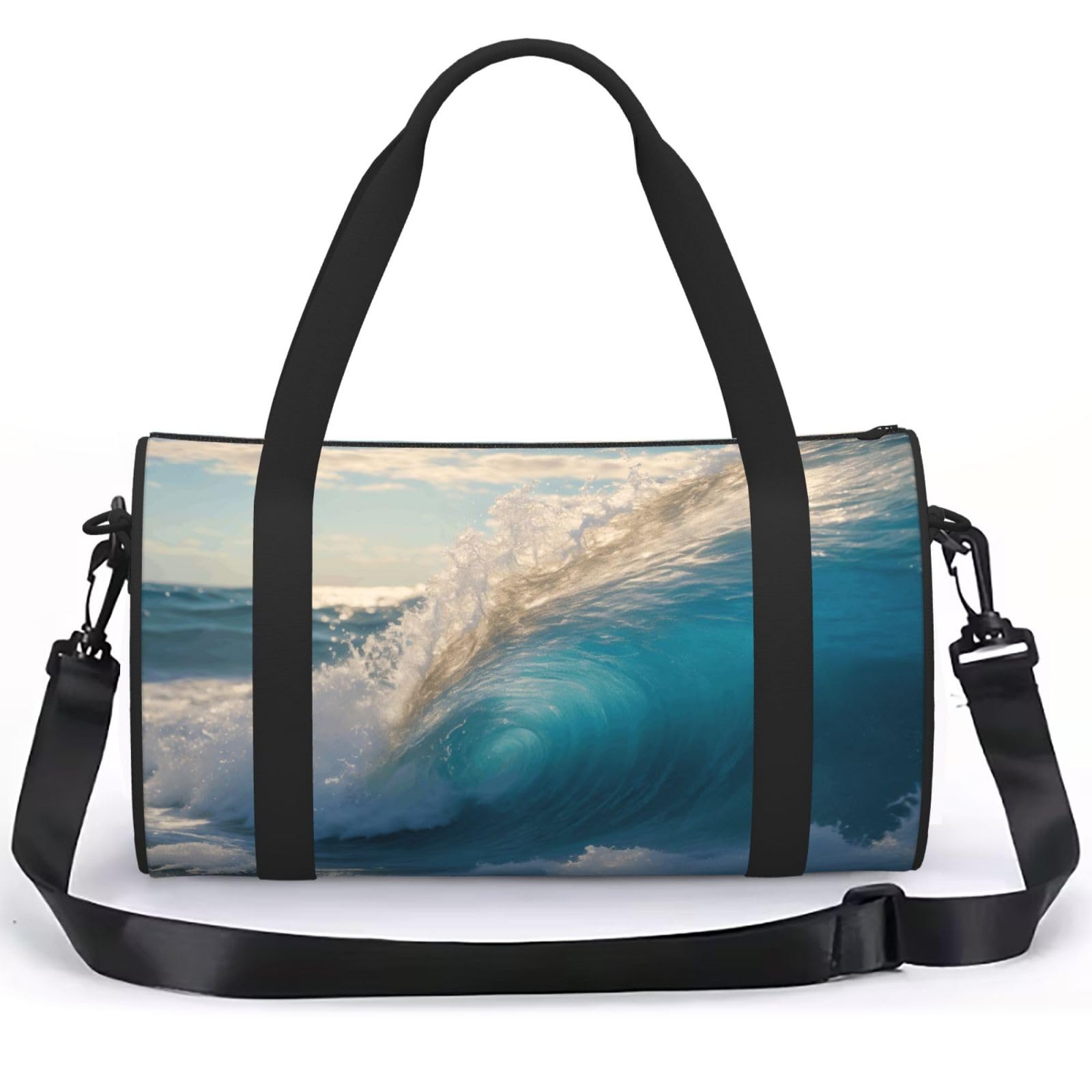 Bolsa deportiva unisex espaciosa y cómoda con estampado original de olas de mar 6