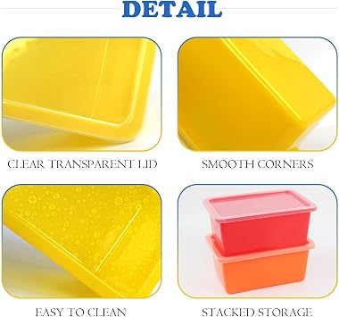 Coobbar Plastic storage bins with lids, 6 Pack Stackable storage containers,5 Qt Clear storage organizer Small cubby storage,Stackable Cubby Containers (11.8x7.87x4.9) (Colorful)