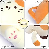 Vista 49 de Cat Soft Plush Pillow Cute Cat Body Pillow, Long Stuffed Cat Plush Cat Stuffed Animal Toy Kitten Long Throw Pillow Gift for Kids White
