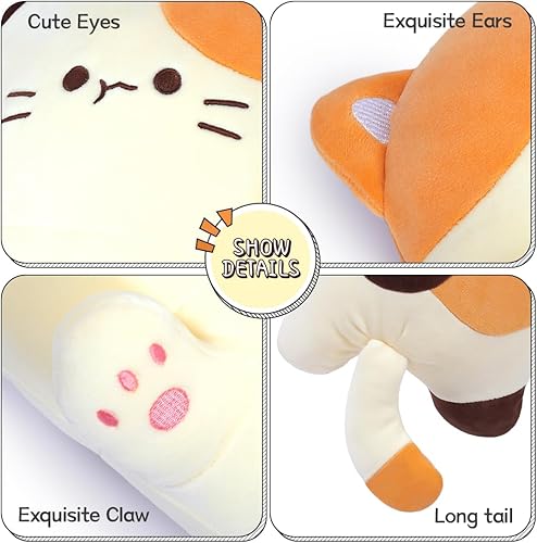 Vista 49 de Cat Soft Plush Pillow Cute Cat Body Pillow, Long Stuffed Cat Plush Cat Stuffed Animal Toy Kitten Long Throw Pillow Gift for Kids White