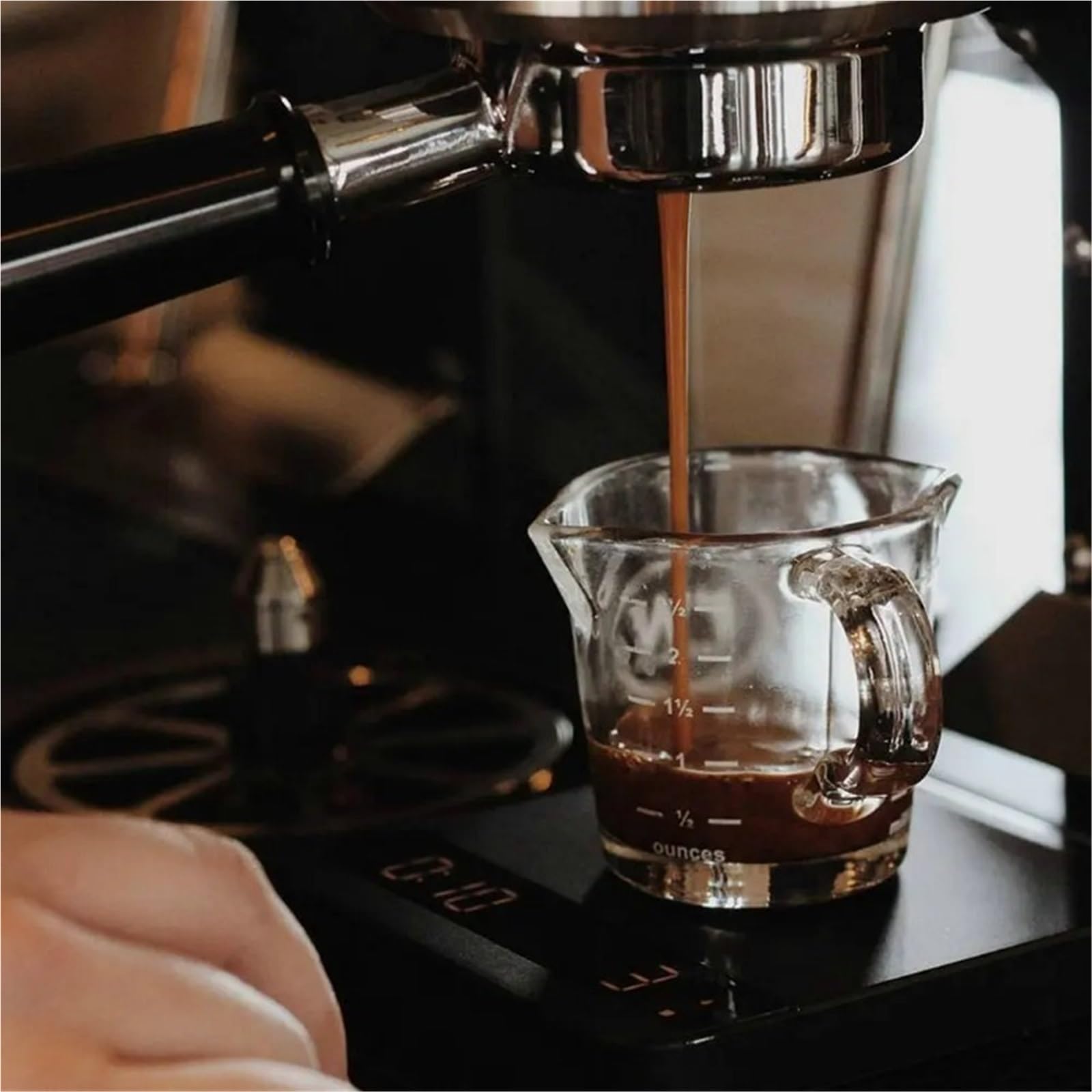 Jarra De Leche Taza medidora de vidrio de 70ml, taza de doble boca for café con Clip de cocina, taza de leche, 2 uds.