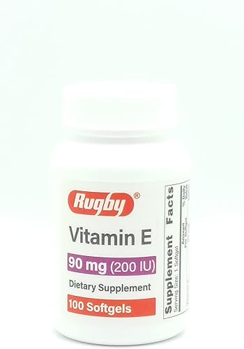 Rugby Laboratories Vitamina E 90 mg (200 UI) Suplemento dietético de acetato de tocoferilo dl-alfa que apoya el sistema inmunológico, antioxidante,