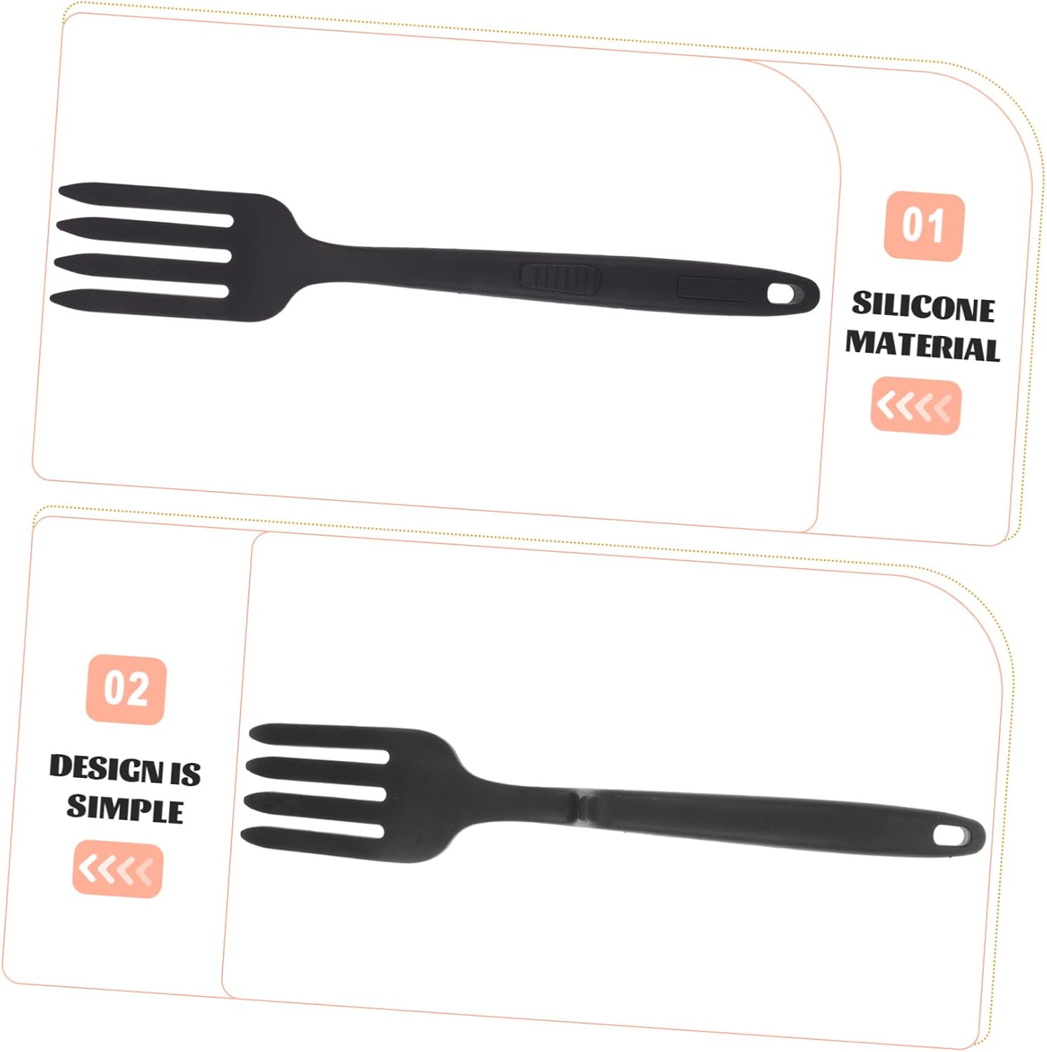 MAGICLULU 3pcs Heat Safe Fork for Cooking Elegant Shaghetti Fork Non Stick Flexible Utensils Smooth Handle Lightweight