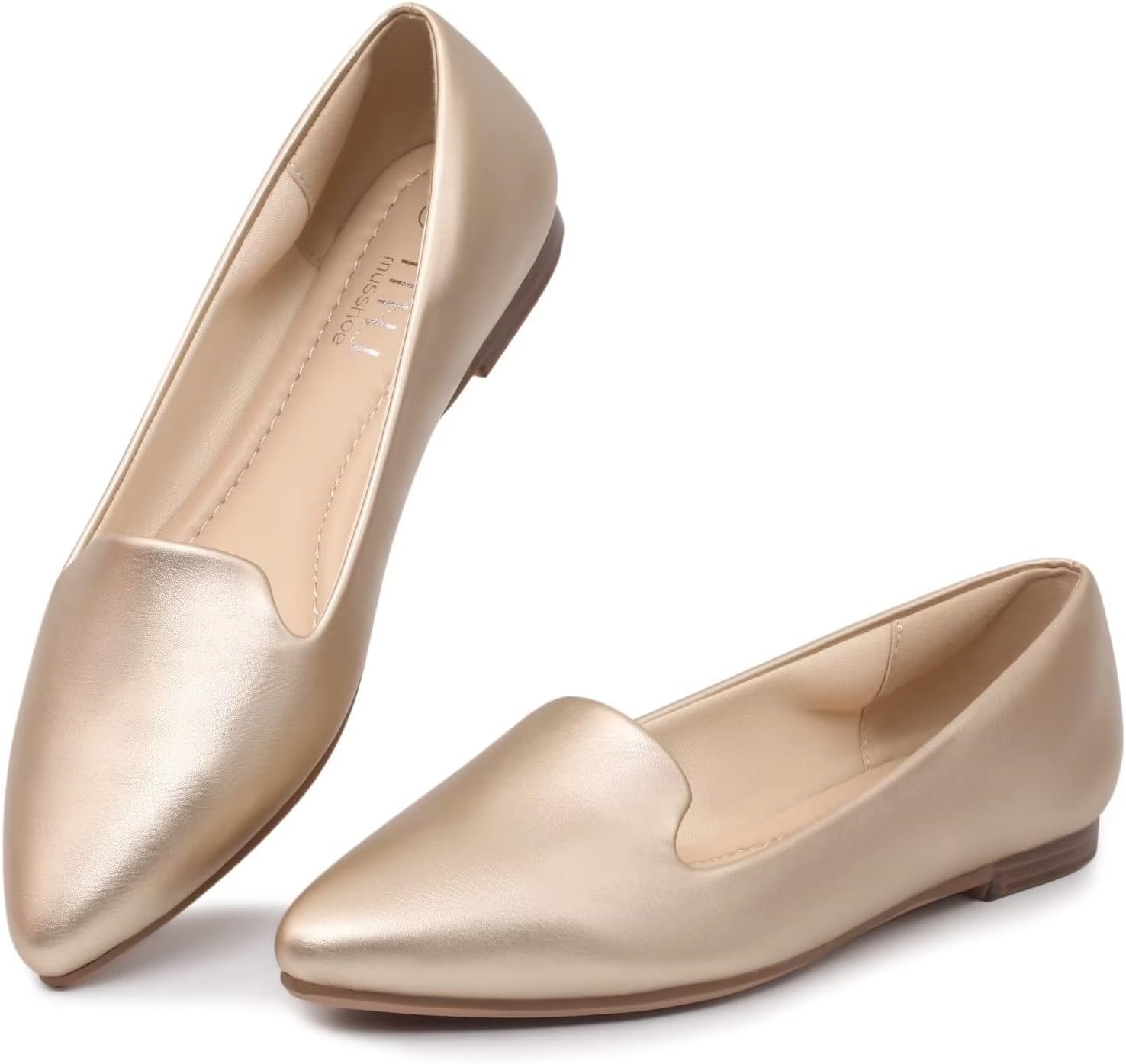 MUSSHOE Flats for Women Pointed Toe: Buttery Soft Suede Comfort Dress Shoes with Arch Support - Lightweight Slip On Ballet Flats for All Day Office Work,Walking & Casual Wear