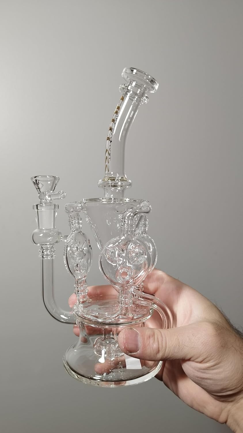 Bong pipa de agua de vidrio reciclador de 9,6" – 4 mm de grosor, 340 g, junta 14F