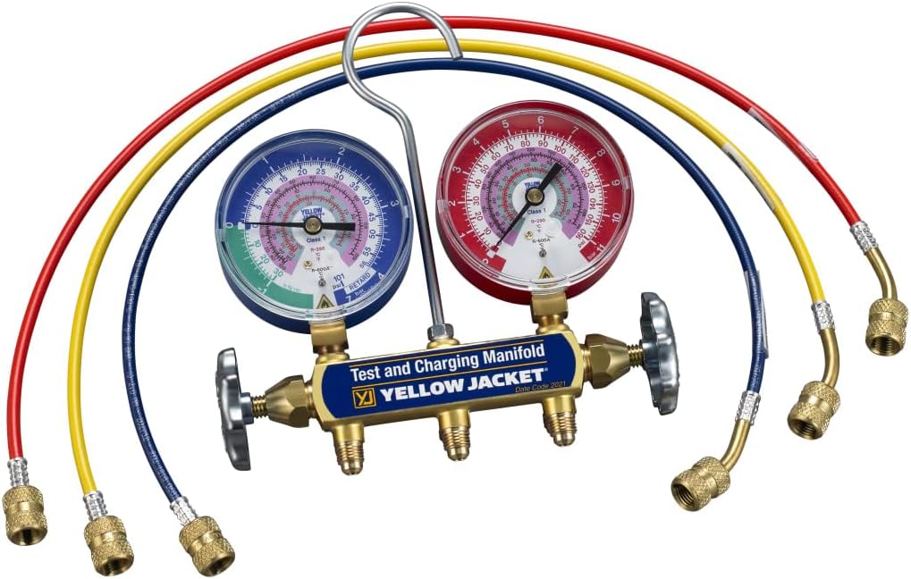 Yellow Jacket 41868 - Series 41 Hydrocarbon (R-290, R-600a) Two Valve Manifold with 24' Hoses