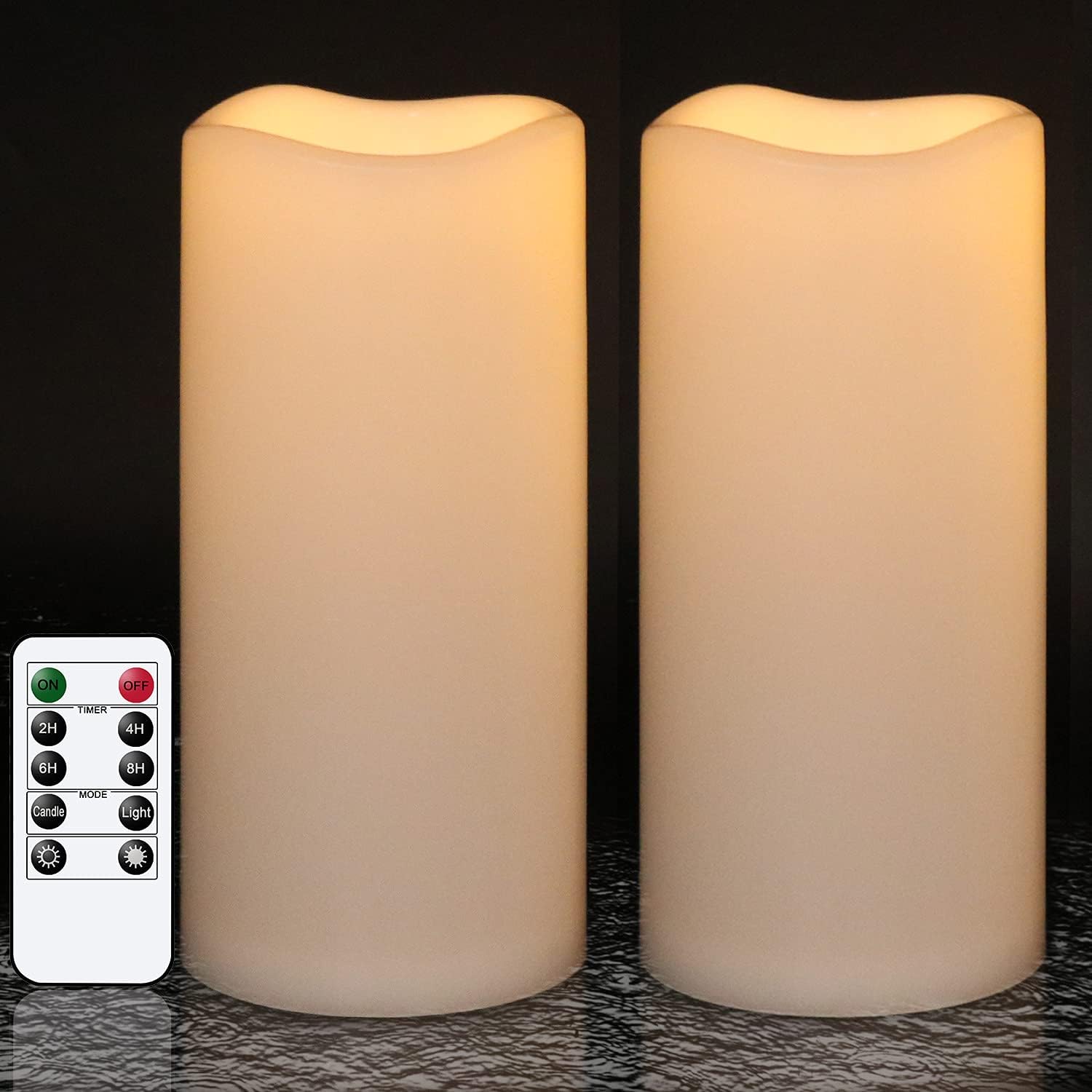 GenSwin Waterproof Outdoor Flameless Candles with Remote Timer, Battery Operated