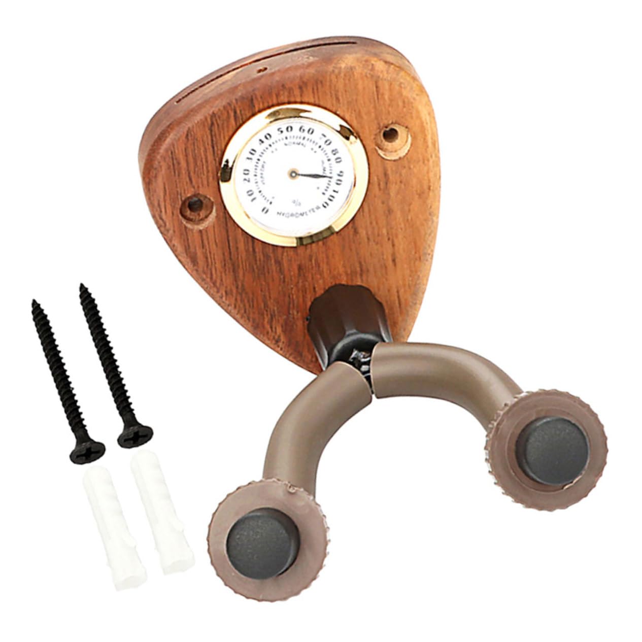 ERINGOGO Wall Mounted Guitar Hanger with Hygrometer Acoustic Electric Guitar Wall Mount for Safe Storage Display Unique Design Space Saving Ukulele Hook Dual Temperature Humidity