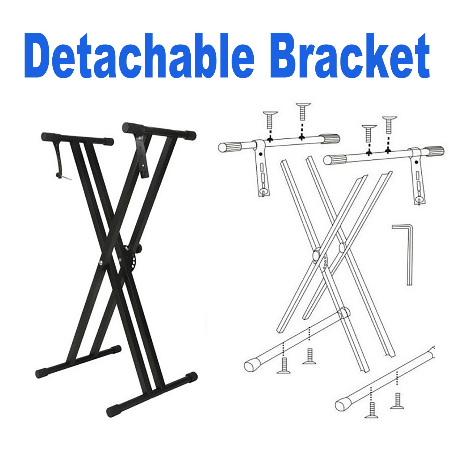 Supporto Tastiera Musicale,Sgabello Pianoforte Regolabile,Regolabile in Altezza,Doppio X-Frame Keyboard Stand Set di Sgabelli per Tastiera Pieghevole,Panchetta Imbottita Regolabila in 4 Posizioni