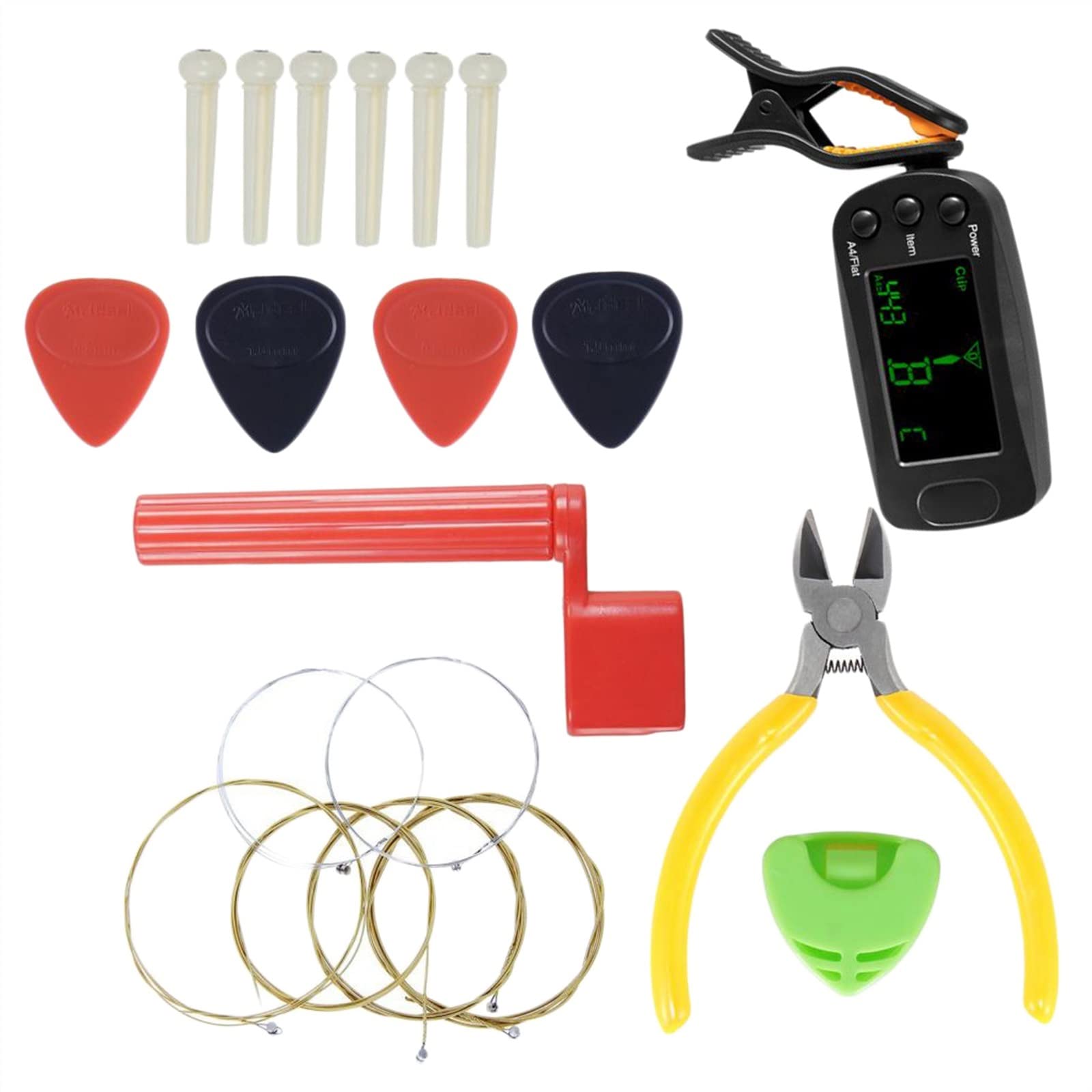 Herramientas De Guitarra Kit De Herramientas De Guitarra Acústica Profesional Pasadores De Puente De Guitarra Titular De Púas Cuerdas Sintonizador Winder