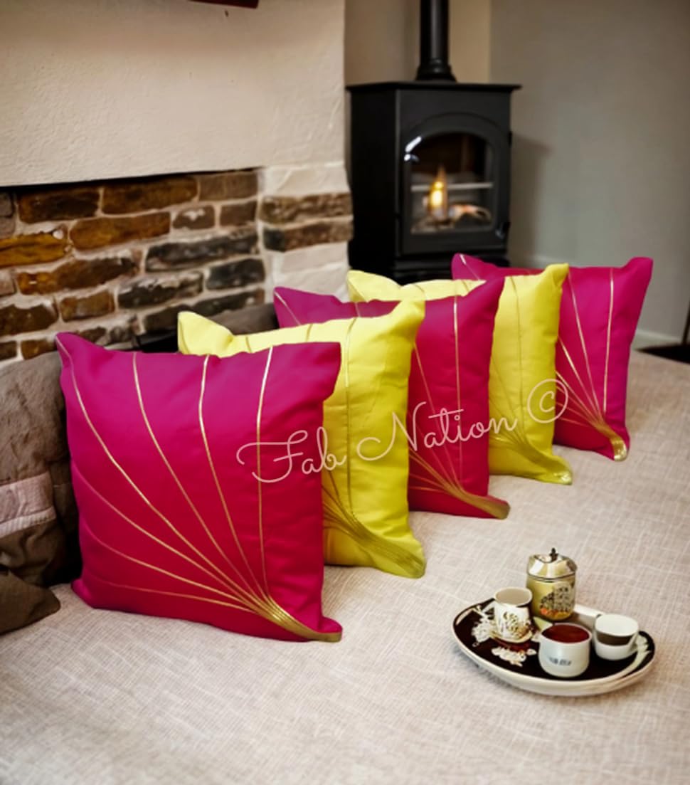 Multicolor Silk Cushion Covers - Set of 5 -19