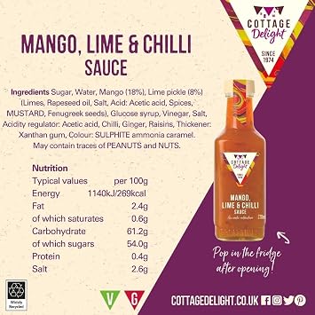 Cottage Delight Mango, Lime & Chilli Sauce 220ml